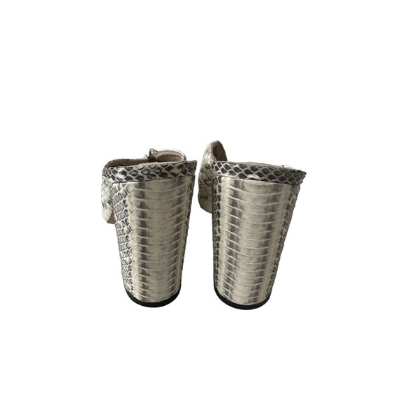 LOUISE ET CIE Snake Print Leather Carved Heels Sandals Size US 8 - Picture 5 of 7